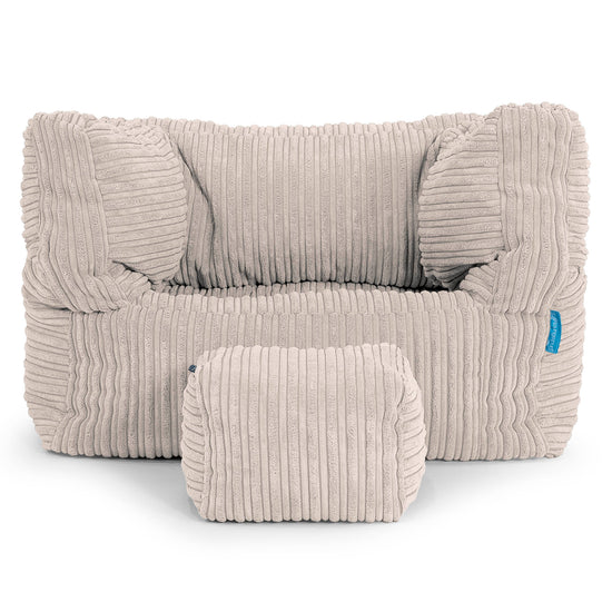 Poltrona Pouf Sacco Albert per Bambini 1 a 5 anni - Velluto a Coste Avorio 03