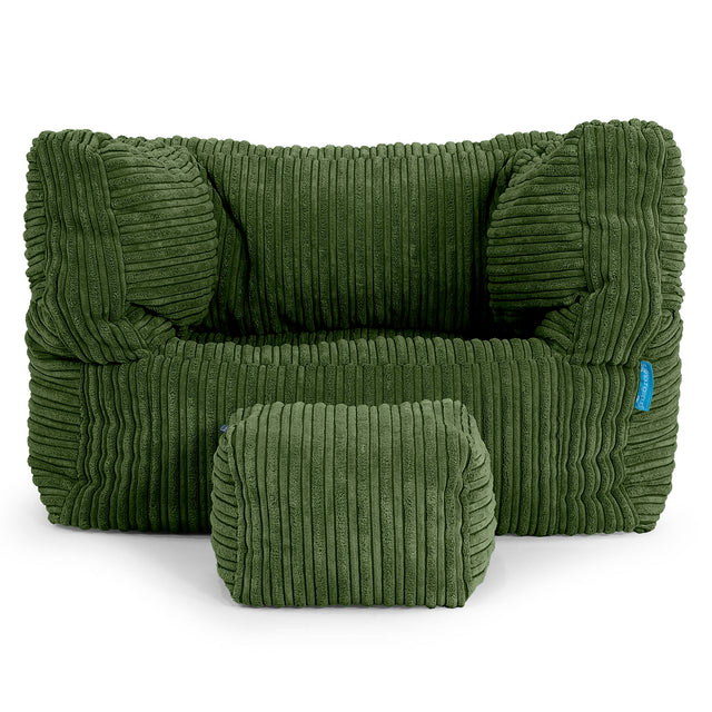 Poltrona Pouf Sacco Albert per Bambini 1 a 5 anni - Velluto a Coste Verde Foresta 03