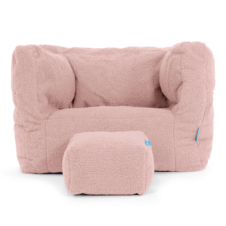 Poltrona Pouf Sacco Albert per Bambini 1 a 5 anni - Bouclé Rosa3