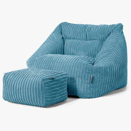 Poltrona Pouf Sacco Maya - Velluto a Coste Egeo Blu 02