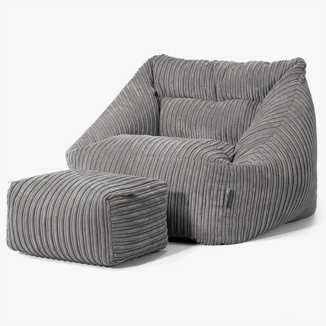 Poltrona Pouf Sacco Maya - Velluto a Coste Grafite 02