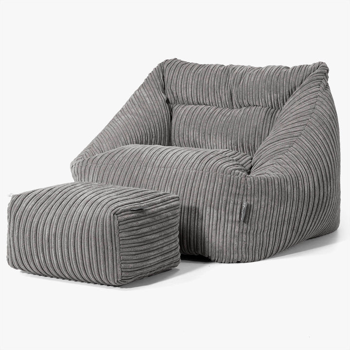 Poltrona Pouf Sacco Maya - Velluto a Coste Grafite 02