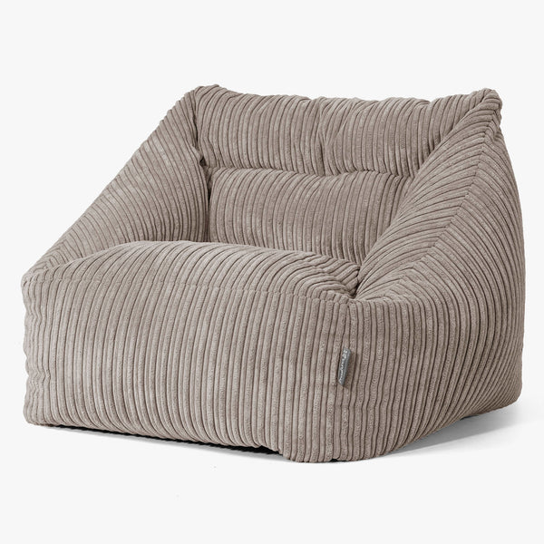 Poltrona Pouf Sacco Maya - Velluto a Coste Grigio Tortora 01