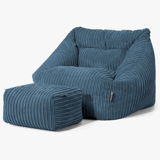 Poltrona Pouf Sacco Maya - Velluto a Coste Navy 02