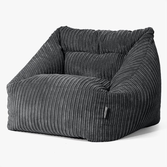 Poltrona Pouf Sacco Maya - Velluto a Coste Nero 01
