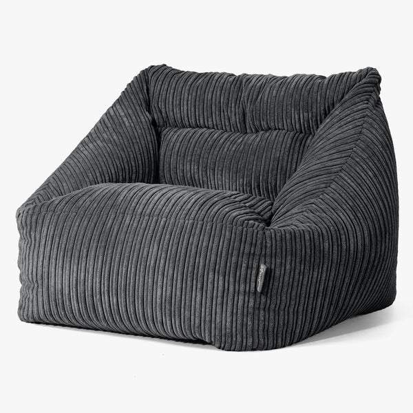 Poltrona Pouf Sacco Maya - Velluto a Coste Nero 01