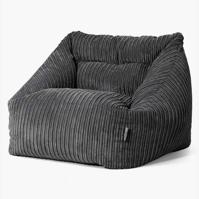 Poltrona Pouf Sacco Maya - Velluto a Coste Nero 01