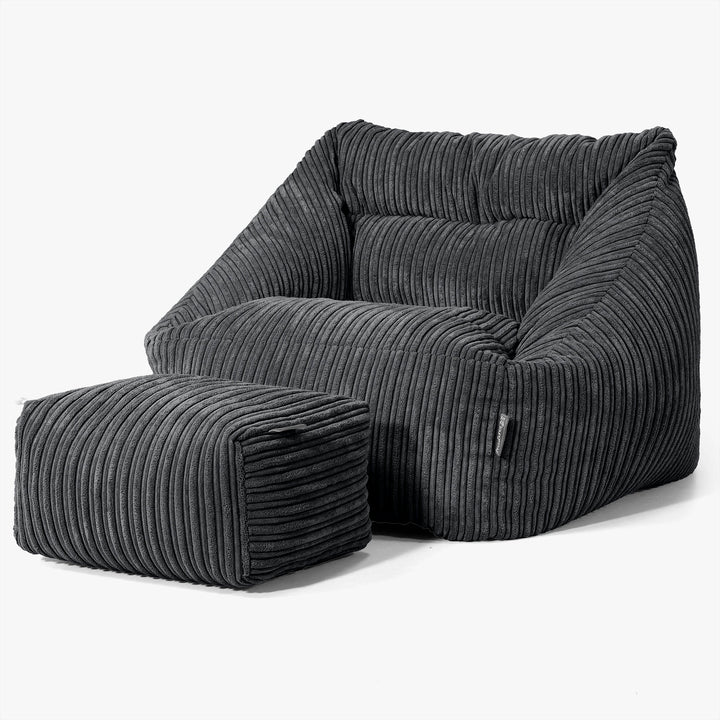 Poltrona Pouf Sacco Maya - Velluto a Coste Nero 02