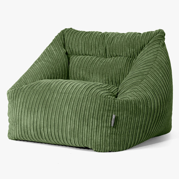 Poltrona Pouf Sacco Maya - Velluto a Coste Verde Foresta 01