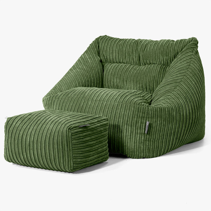 Poltrona Pouf Sacco Maya - Velluto a Coste Verde Foresta 02
