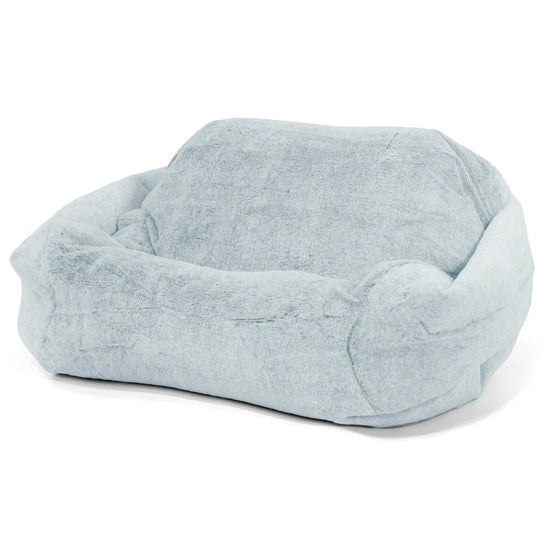 Poltrona Pouf Sacco Sabine - Eco-pelliccia di Coniglio Azzurro Polvere 01