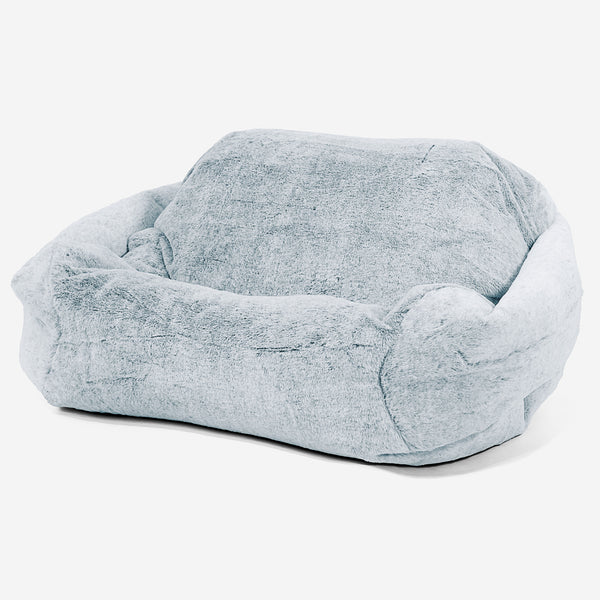 Poltrona Pouf Sacco Sabine - Eco-pelliccia di Coniglio Azzurro Polvere 01