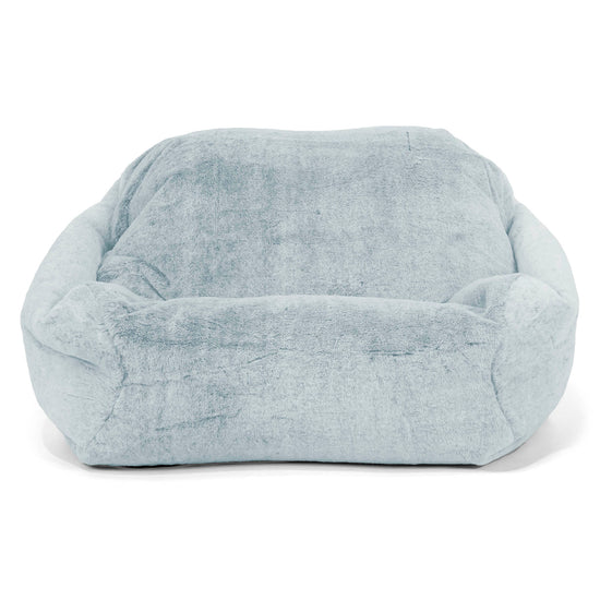 Poltrona Pouf Sacco Sabine - Eco-pelliccia di Coniglio Azzurro Polvere 02