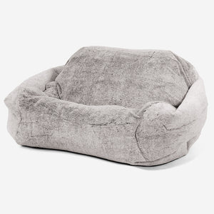 Poltrona Pouf Sacco Sabine - Eco-pelliccia di Coniglio Grigio Chiaro