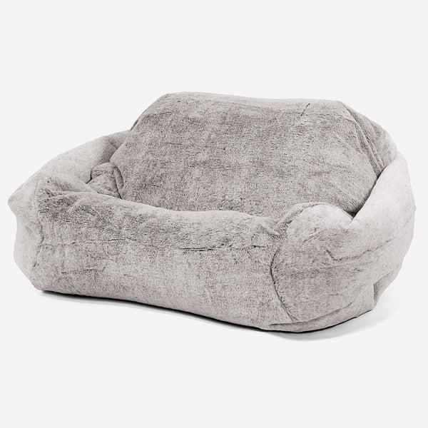 Poltrona Pouf Sacco Sabine - Eco-pelliccia di Coniglio Grigio Chiaro 01