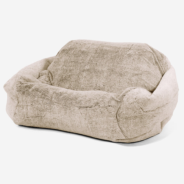 Poltrona Pouf Sacco Sabine - Eco-pelliccia di Coniglio Marrone dorato 01