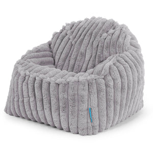 Poltrona Pouf Sacco Sloucher per Bambini 2 a 6 anni - Velluto Felpato Ultra Morbido Grigio