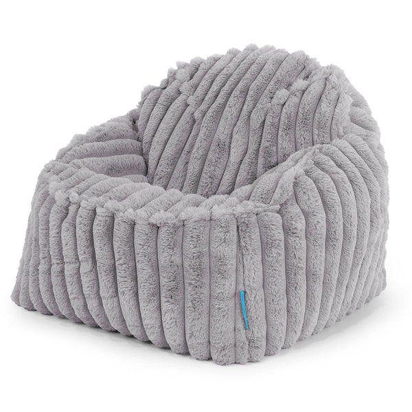 Poltrona Pouf Sacco Sloucher per Bambini 2 a 6 anni - Velluto Felpato Ultra Morbido Grigio1
