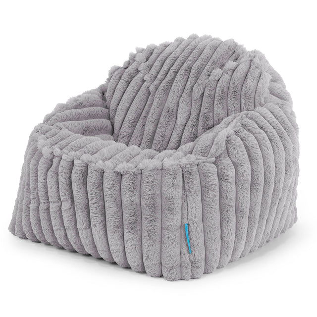 Poltrona Pouf Sacco Sloucher per Bambini 2 a 6 anni - Velluto Felpato Ultra Morbido Grigio1