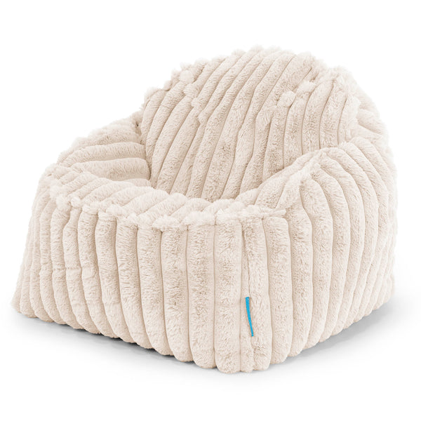 Poltrona Pouf Sacco Sloucher per Bambini 2 a 6 anni - Velluto Felpato Ultra Morbido Panna1