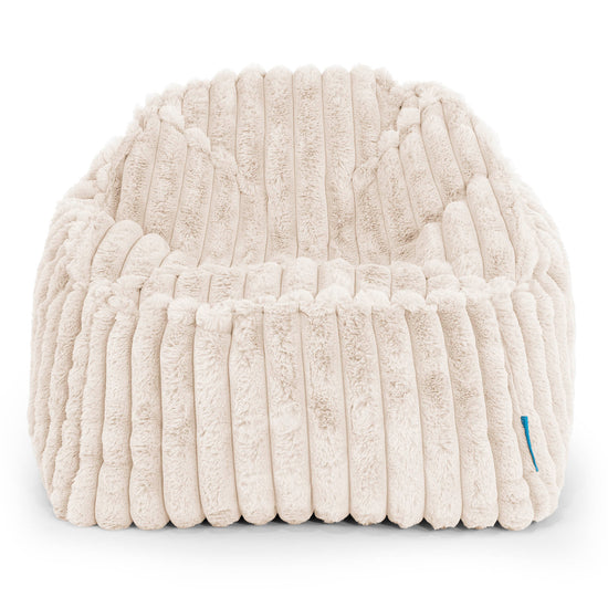 Poltrona Pouf Sacco Sloucher per Bambini 2 a 6 anni - Velluto Felpato Ultra Morbido Panna2
