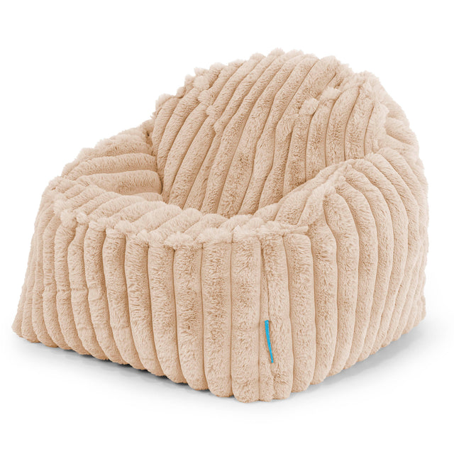 Poltrona Pouf Sacco Sloucher per Bambini 2 a 6 anni - Velluto Felpato Ultra Morbido Pesca1