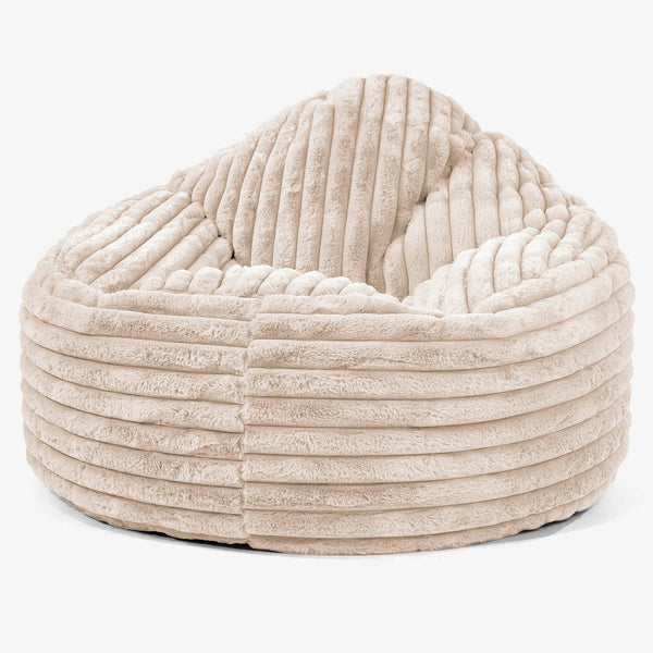 Poltrona Sacco 'Archi', Pouf  - Velluto Felpato Ultra Morbido Panna 01