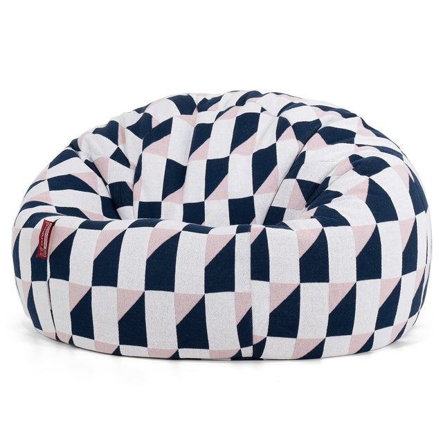 Poltrona Sacco 'Classico' - Lavorato a Maglia Geometrico Blu 01