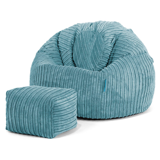 Poltrona Sacco 'Classico' per Bambini 1-5 anni - Velluto a Coste Egeo Blu 02