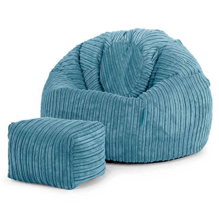 Poltrona Sacco 'Classico' per Bambini 1-5 anni - Velluto a Coste Egeo Blu 02