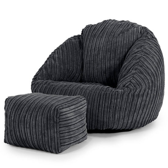 Poltrona a Sacco per Bambini Bubble 1-3 anni - Velluto a Coste Nero 02