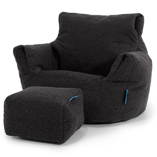 Poltrona Sacco Per Bambini Piccolo 1-3 anni - Bouclé Grafite 02