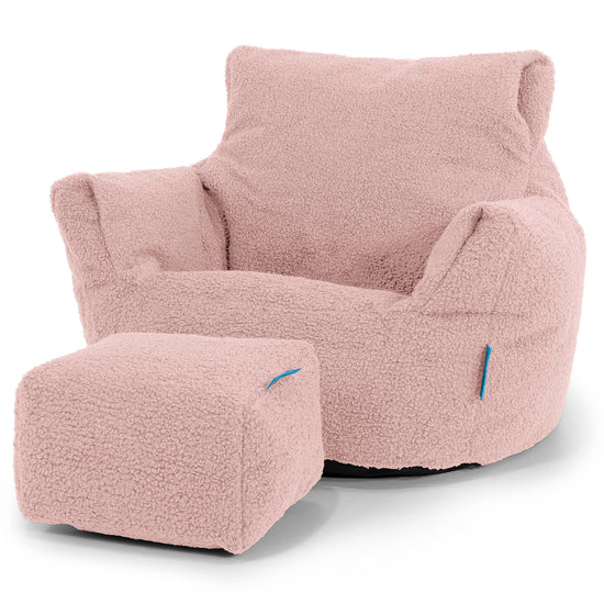Poltrona Sacco Per Bambini Piccolo 1-3 anni - Bouclé Rosa 02