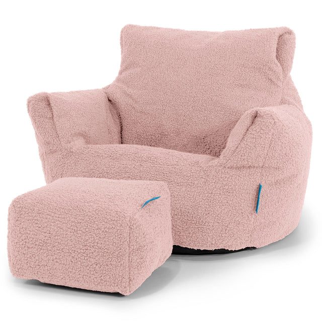 Poltrona Sacco Per Bambini Piccolo 1-3 anni - Bouclé Rosa 02