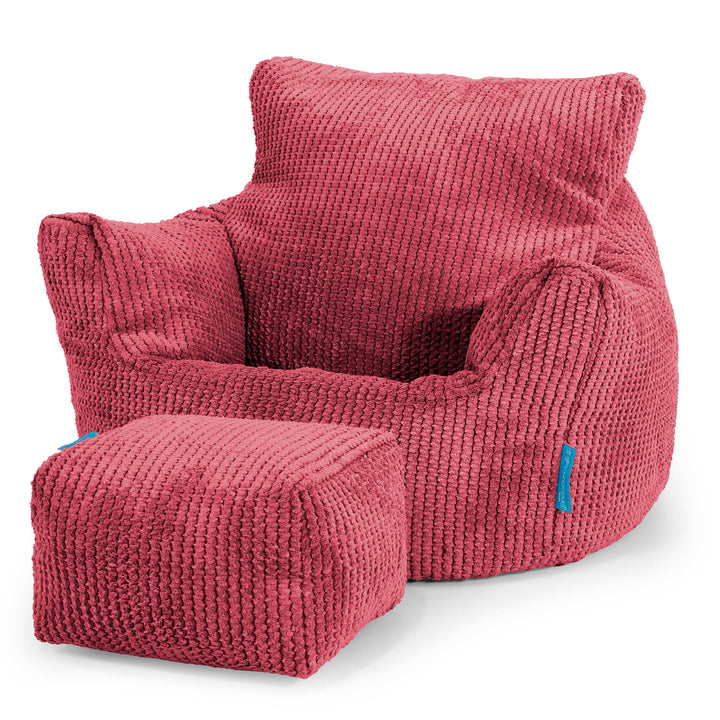 Poltrona Sacco Per Bambini Piccolo 1-3 anni - Pompon Rosso pastello 02