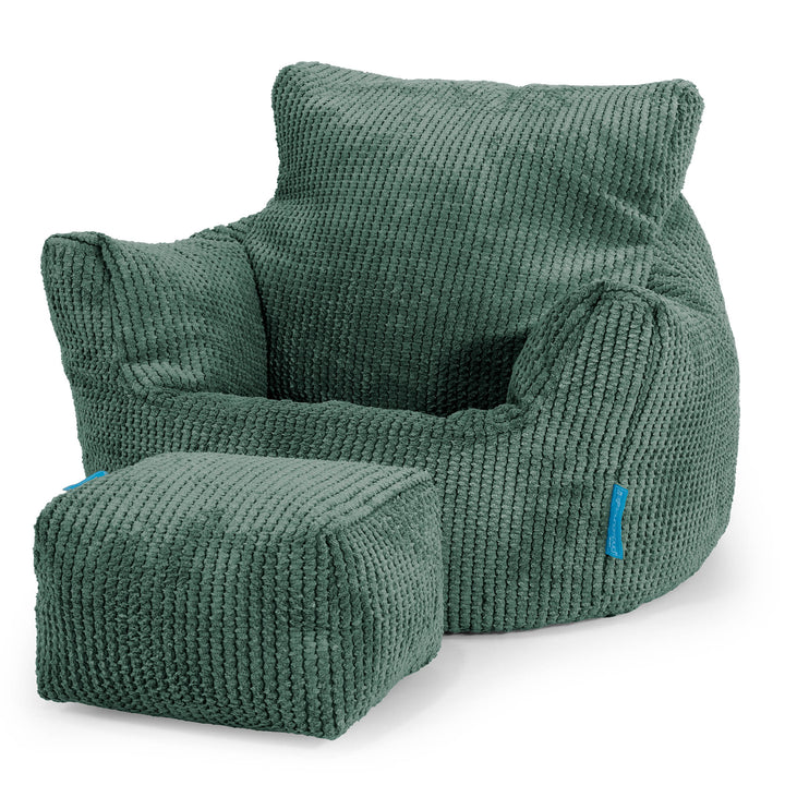 Poltrona Sacco Per Bambini Piccolo 1-3 anni - Pompon Verde Muschio 02