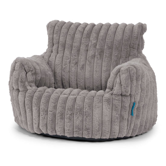Poltrona Sacco Per Bambini Piccolo 1-3 anni - Velluto Felpato Ultra Morbido Grigio 01