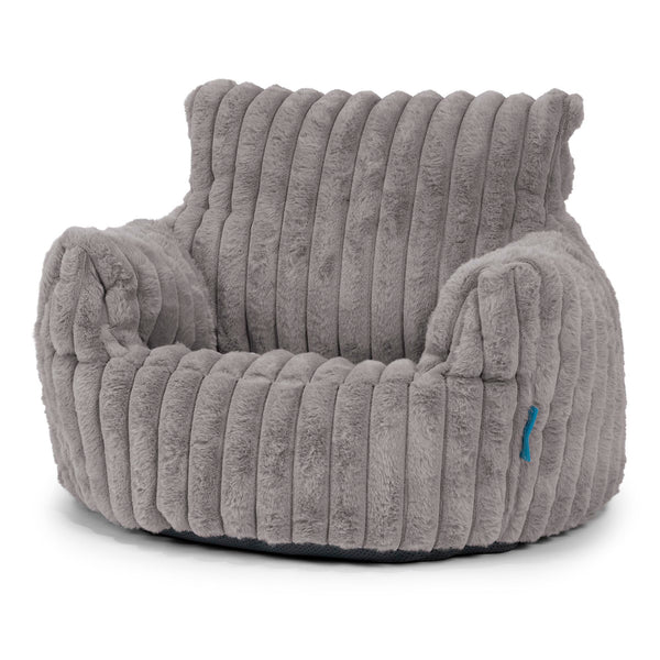 Poltrona Sacco Per Bambini Piccolo 1-3 anni - Velluto Felpato Ultra Morbido Grigio 01