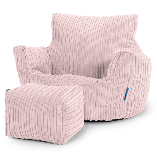 Poltrona Sacco Per Bambini Piccolo 1-3 anni - Velluto a Coste Rosa Cipria 02