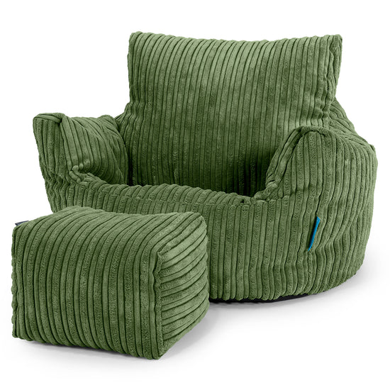 Poltrona Sacco Per Bambini Piccolo 1-3 anni - Velluto a Coste Verde Foresta 02
