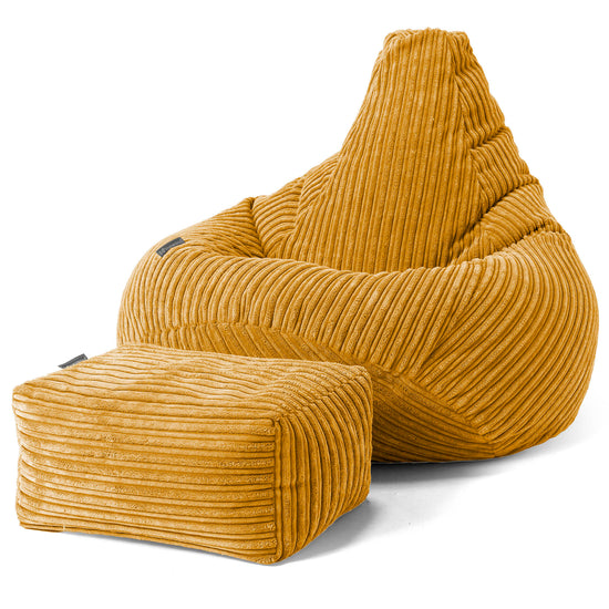 Poltrona Sacco Pouf 'Gioco' - Velluto a Coste Miele Dorato 01
