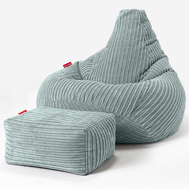 Poltrona Sacco Pouf 'Gioco' - Velluto a Coste Verde Menta 01
