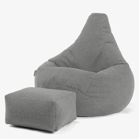 Poltrona Sacco Pouf 'Gioco' - Bouclé Grigio 01