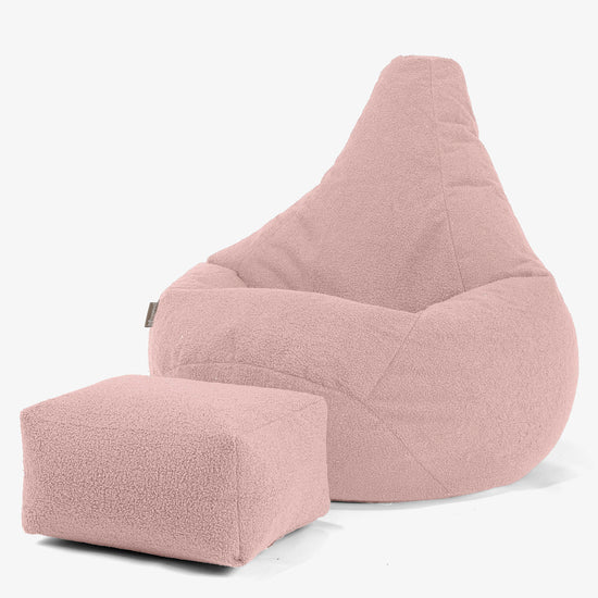 Poltrona Sacco Pouf 'Gioco' - Bouclé Rosa 01
