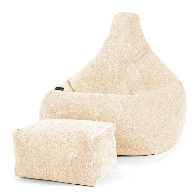 Poltrona Sacco Pouf 'Gioco' - Ciniglia di Lusso Avorio 01