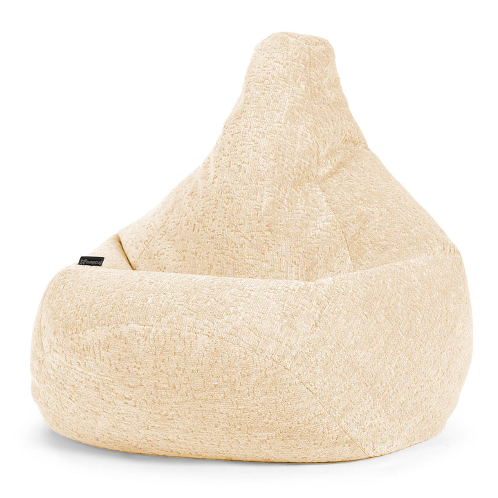 Poltrona Sacco Pouf 'Gioco' - Ciniglia di Lusso Avorio 02