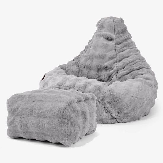 Poltrona Sacco Pouf 'Gioco' - Pelliccia Sintetica a Bolle Grigio 01