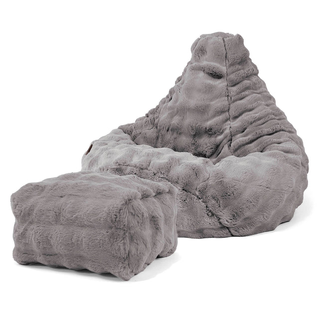 Poltrona Sacco Pouf 'Gioco' - Pelliccia Sintetica a Bolle Grigio 01