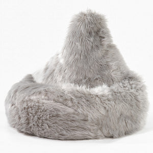 Poltrona Sacco Pouf 'Gioco' - Pelliccia Sintetica Mongola Grigio
