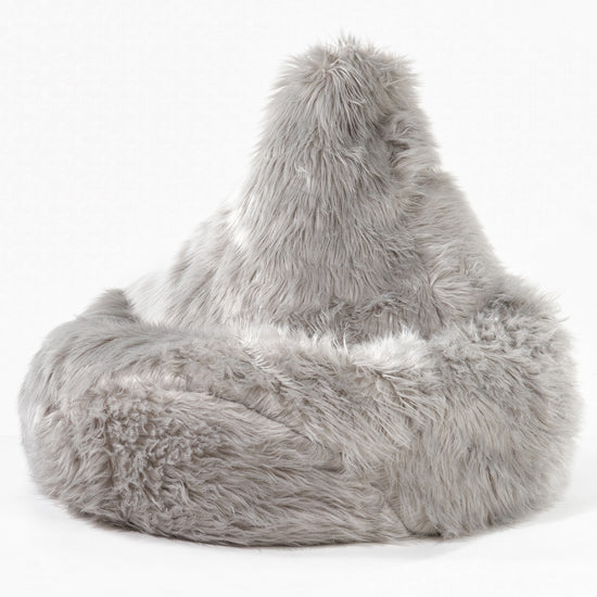 Poltrona Sacco Pouf 'Gioco' - Pelliccia Sintetica Mongola Grigio 01